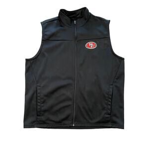 Antigua 49ers Zip Vest - Men's XL Black Fleeced Lined Full Zip